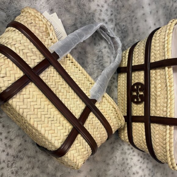 Tory Burch Ella Raffia Straw Basket Tote MSRP$395 Holiday Vacation Sensation ! - Picture 6 of 12